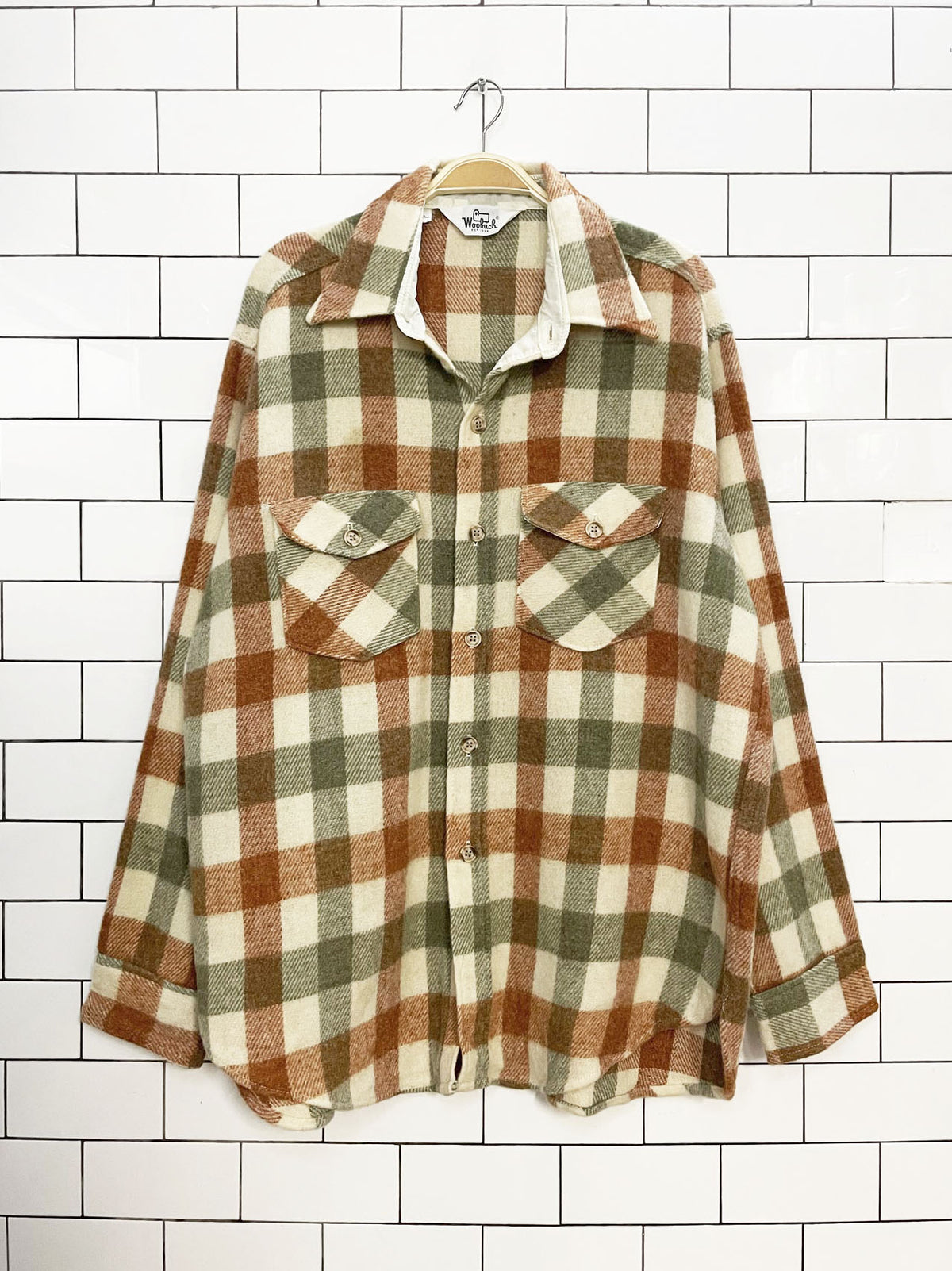 vintage 80s woolrich wool-blend oversized check shirt jacket | made in USA