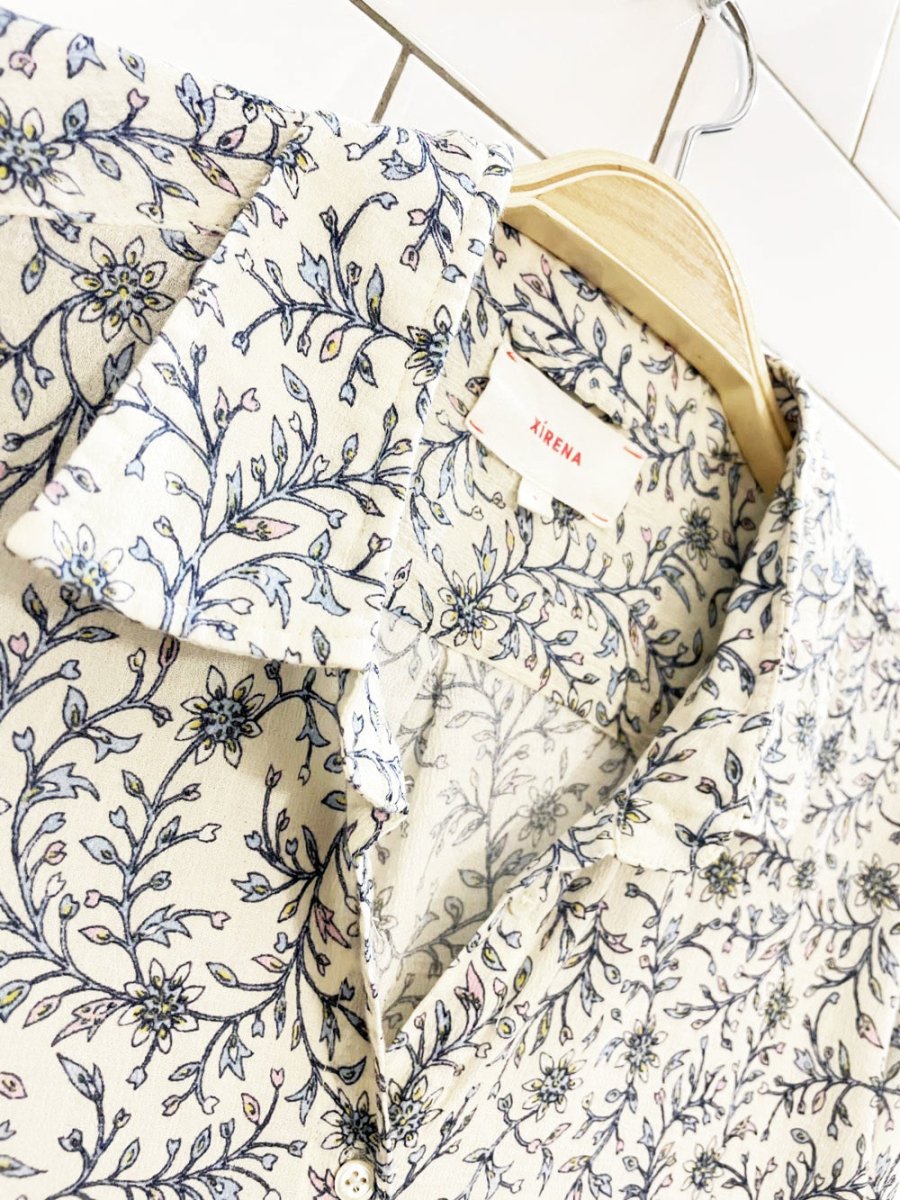 xirena beau floral gauze - like cotton shirt - good market thrift store