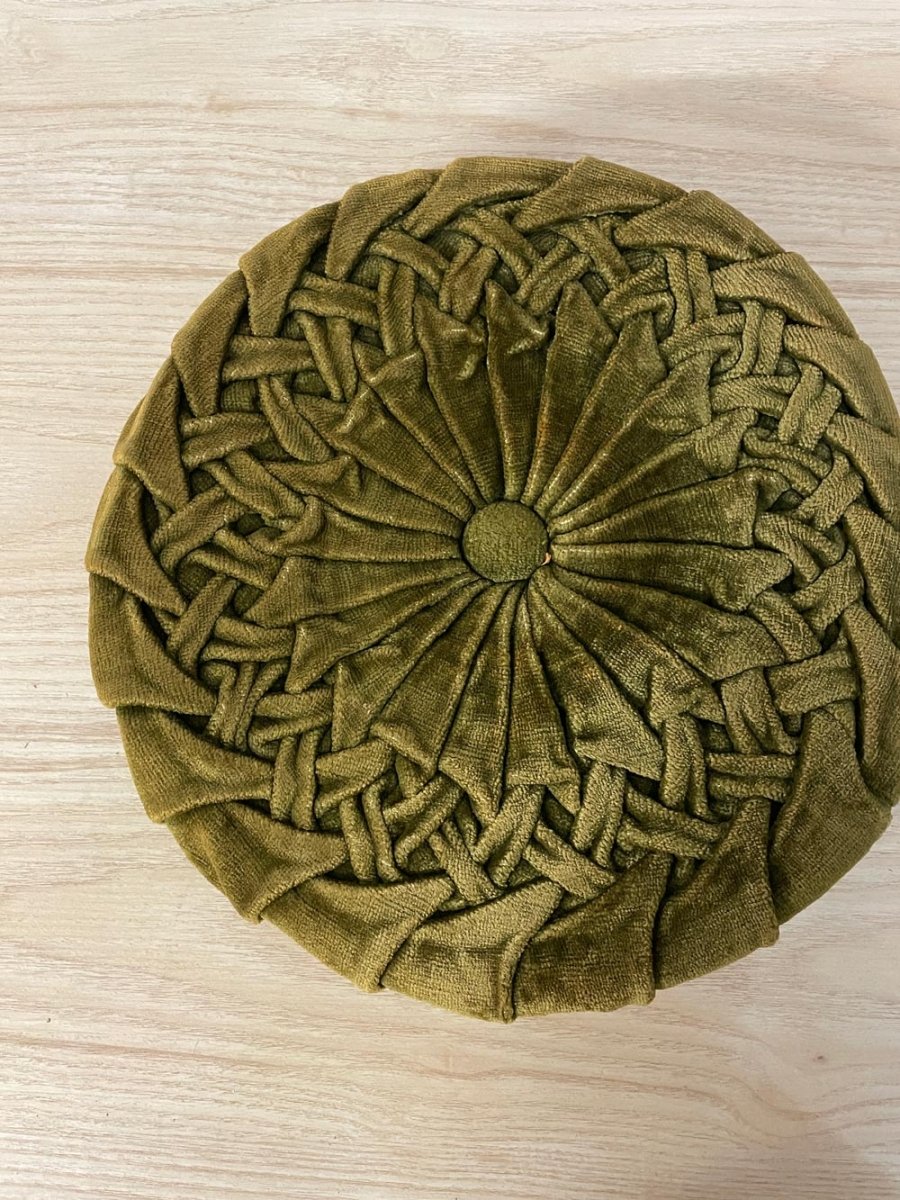 vintage 70s braided velvet seat/floor cusion - good market thrift store