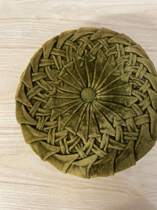 vintage 70s braided velvet seat/floor cusion - good market thrift store