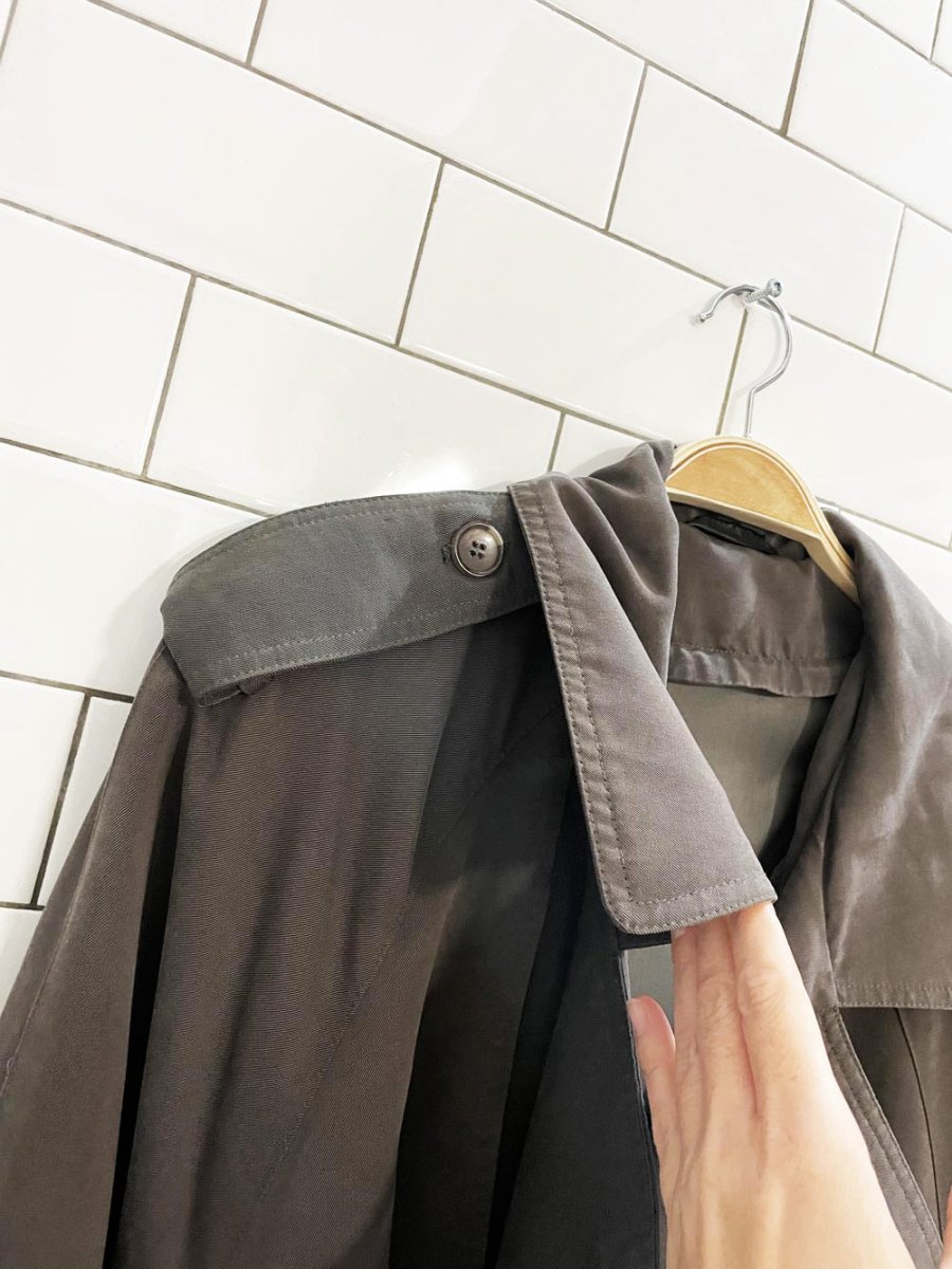 vintage 00s hilary radley soft touch cape back belted trench coat - good market thrift store