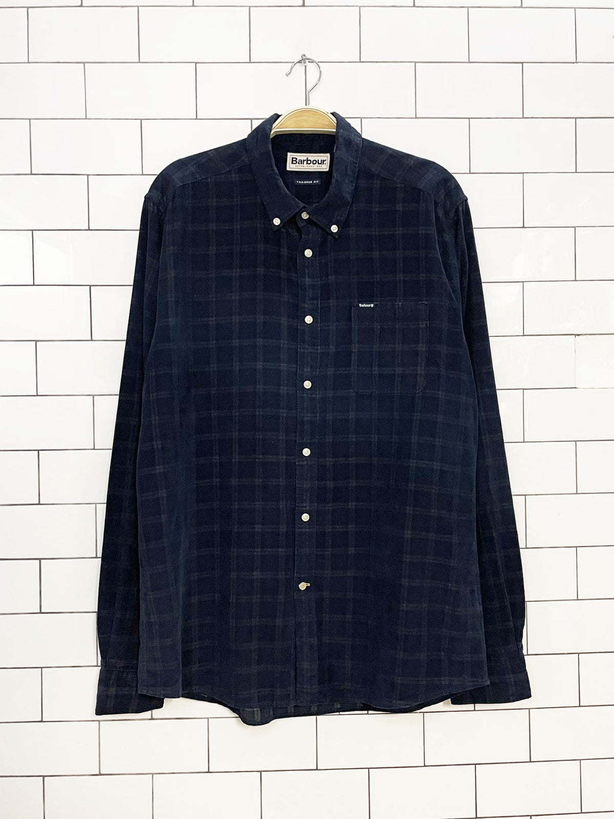barbour blair corduroy tartan plaid full button shirt | tailored fit