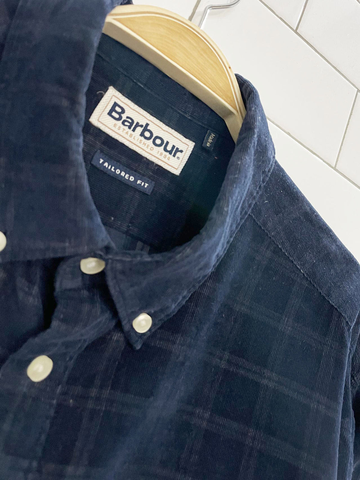 barbour blair corduroy tartan plaid full button shirt | tailored fit