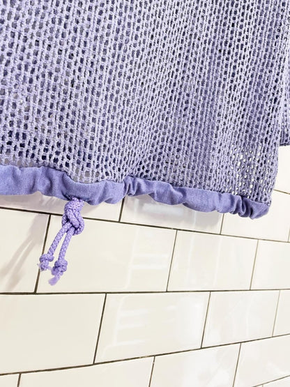 vintage 90s second wind oversized crochet knit beach hoodie - good market thrift store