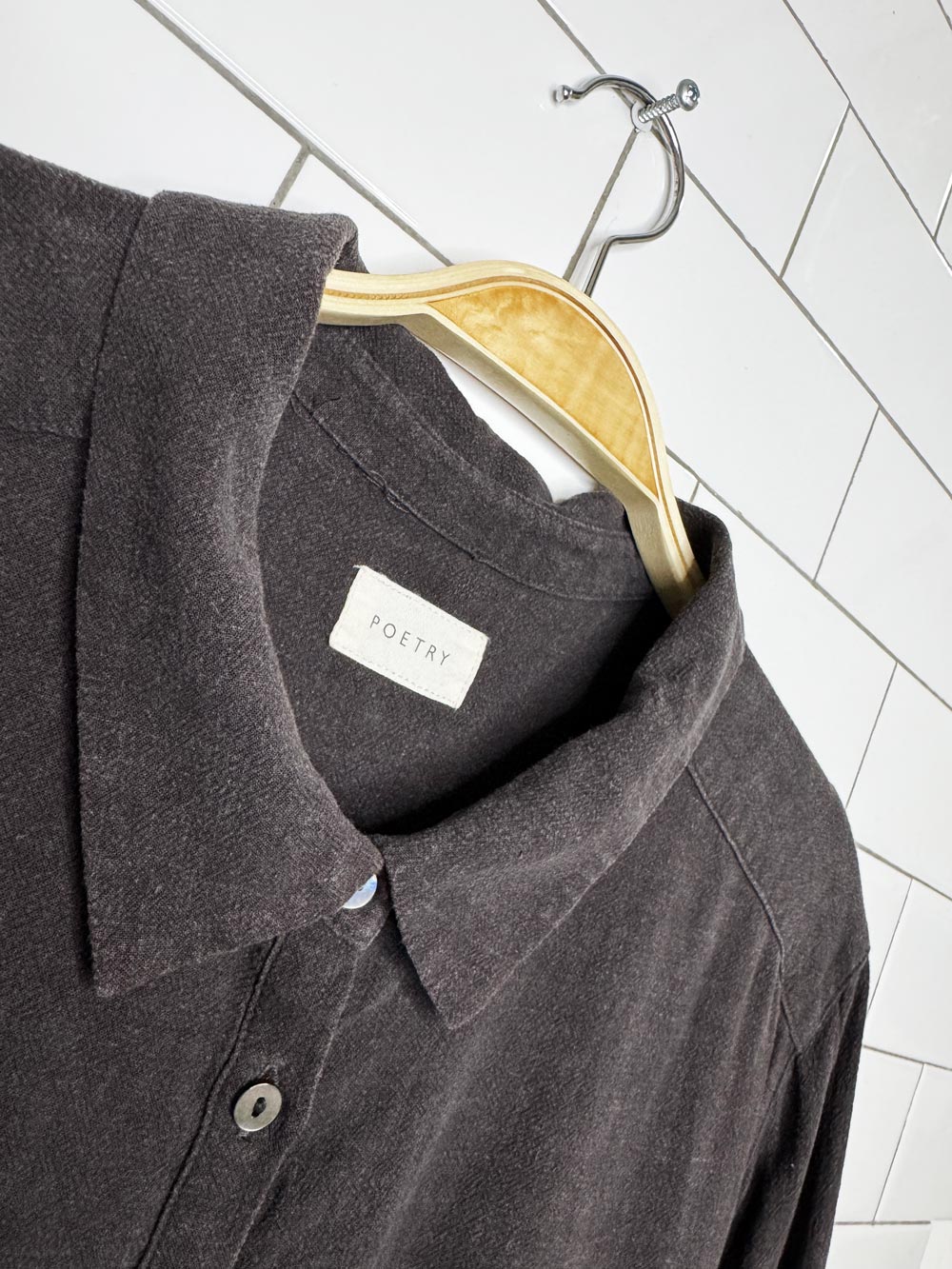 poetry linen-blend 1/2 button pullover shirt