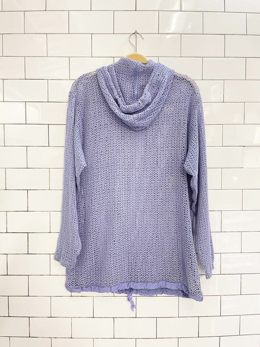 vintage 90s second wind oversized crochet knit beach hoodie - good market thrift store