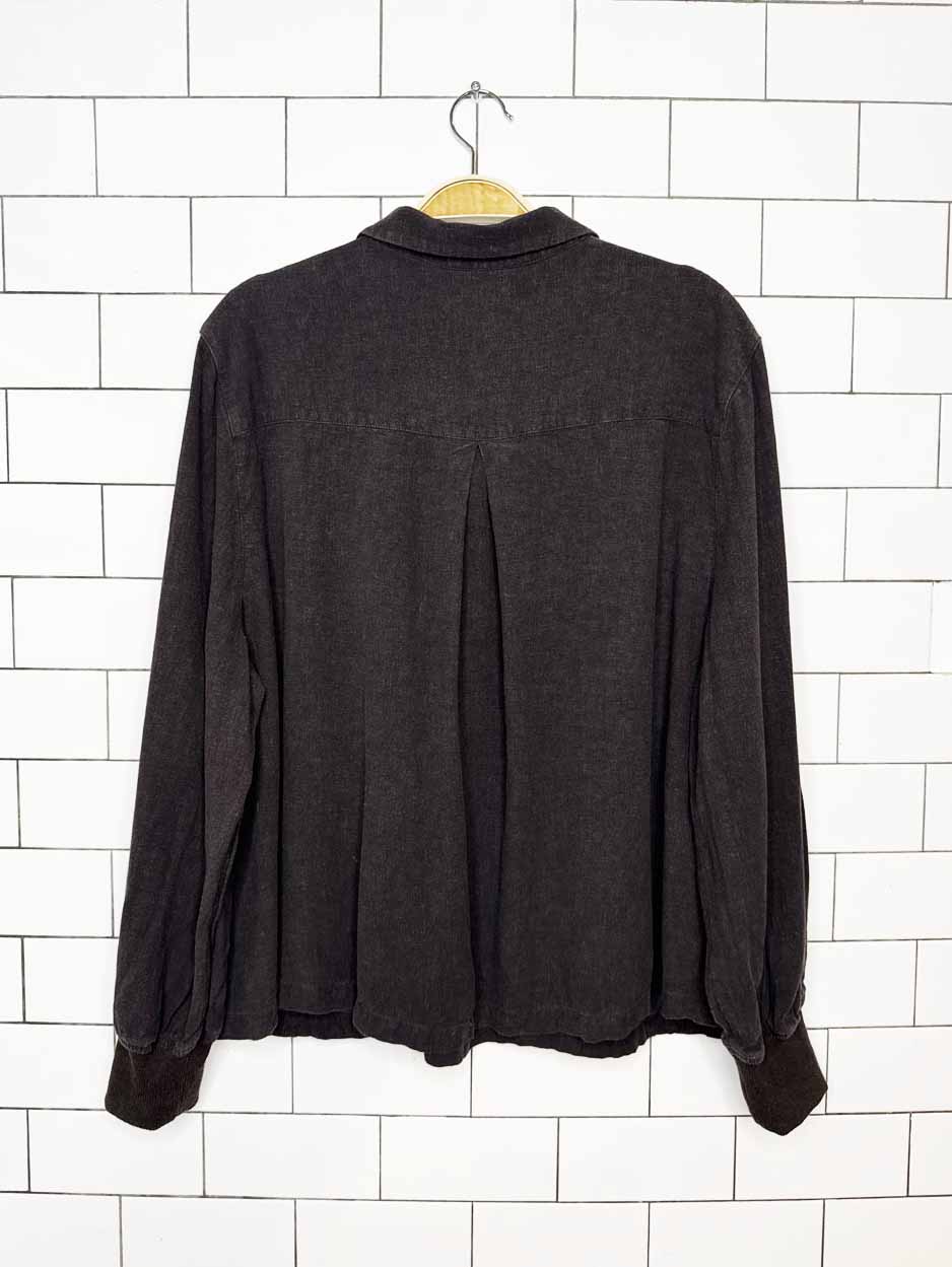 poetry linen-blend 1/2 button pullover shirt