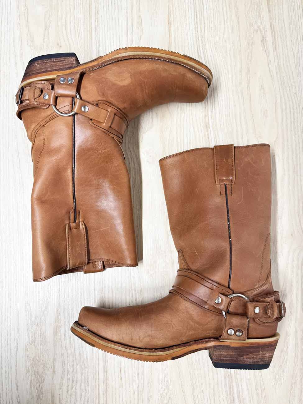 joe boots leather harness biker tall square toe boot