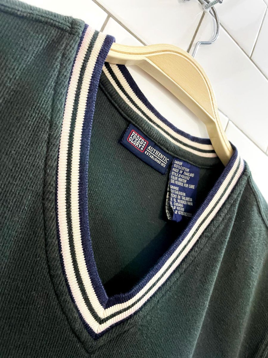 vintage 00s faded glory v - neck ribbed sweatshirt vest - good market thrift store