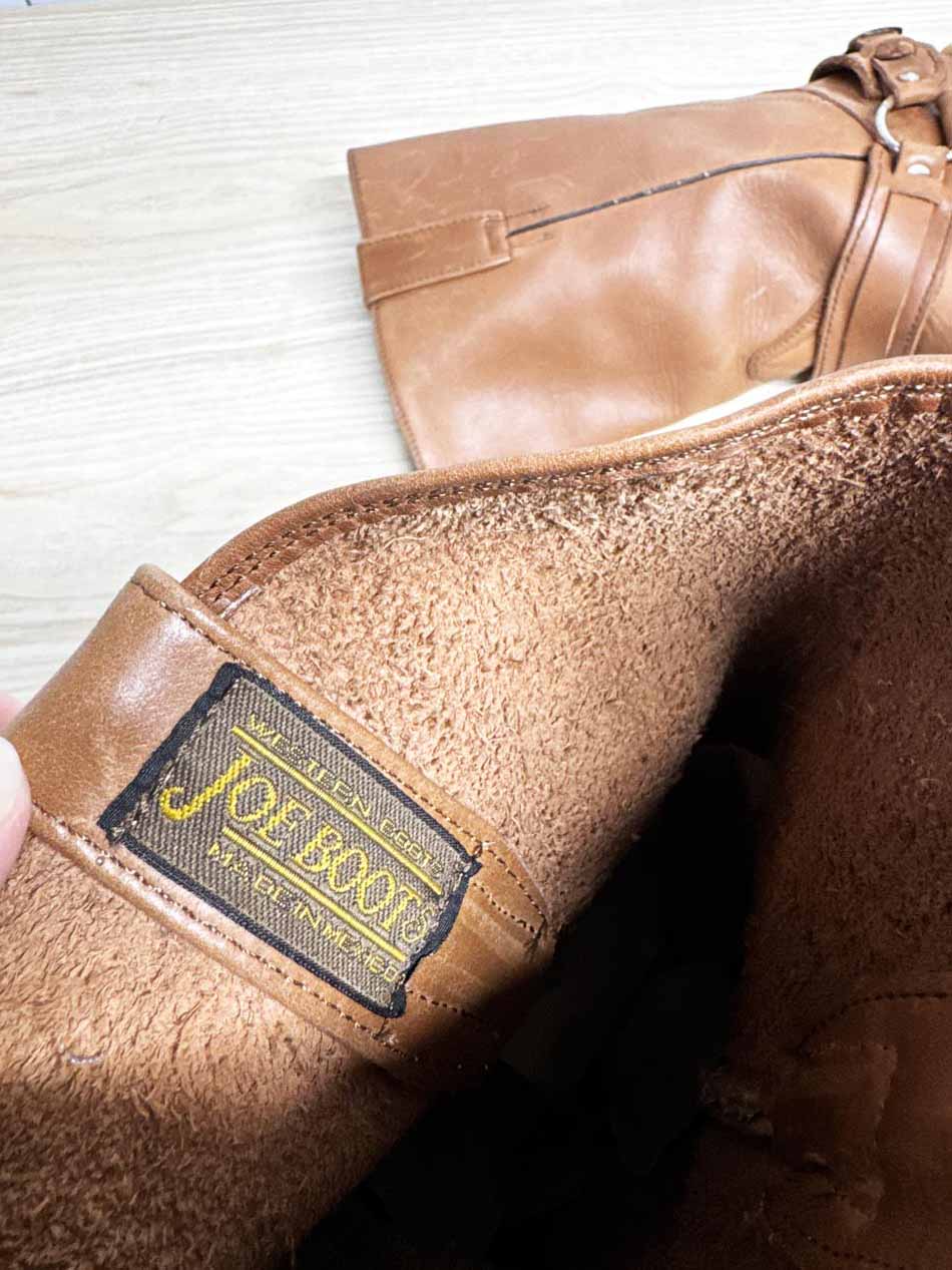 joe boots leather harness biker tall square toe boot