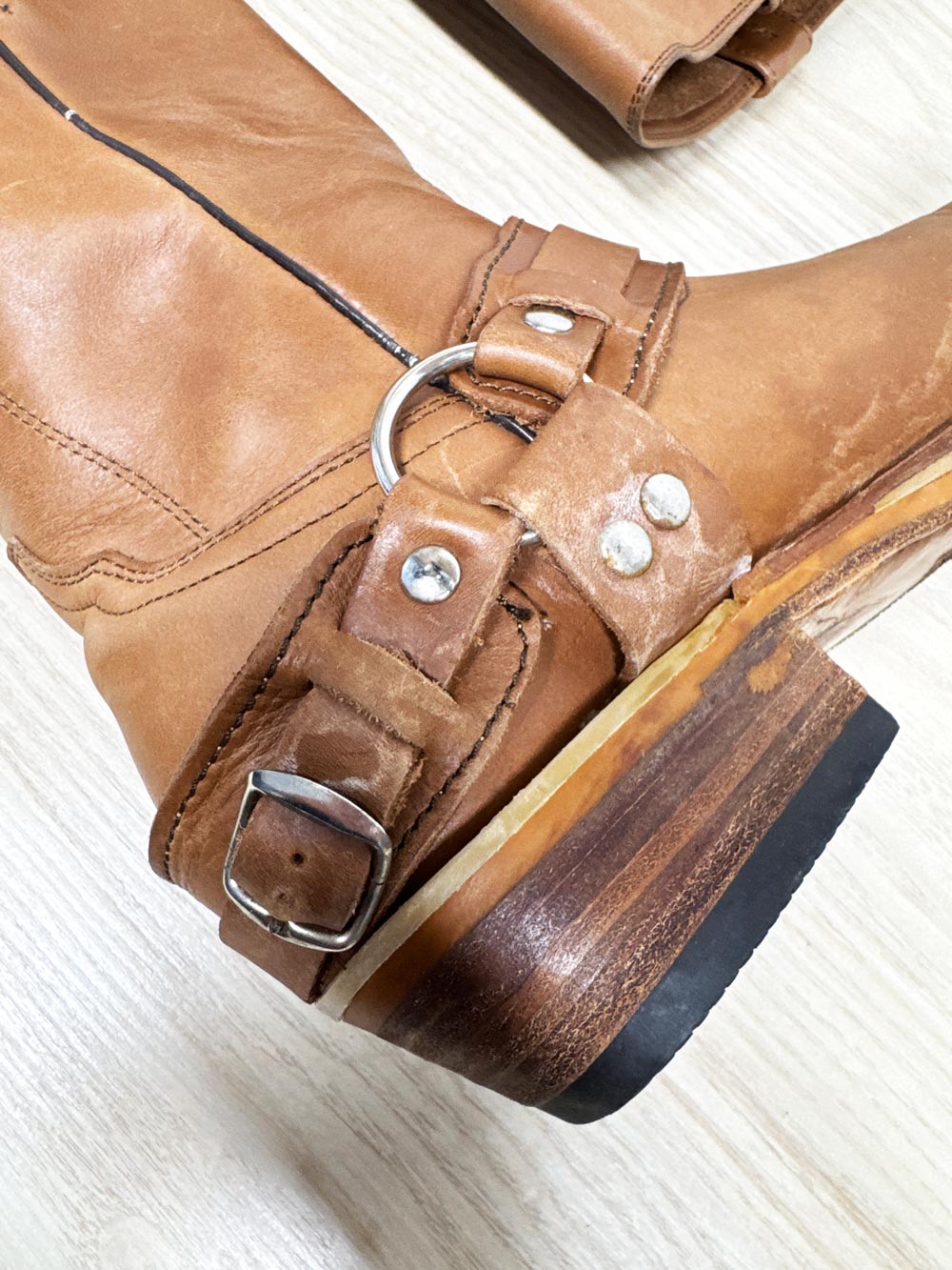 joe boots leather harness biker tall square toe boot