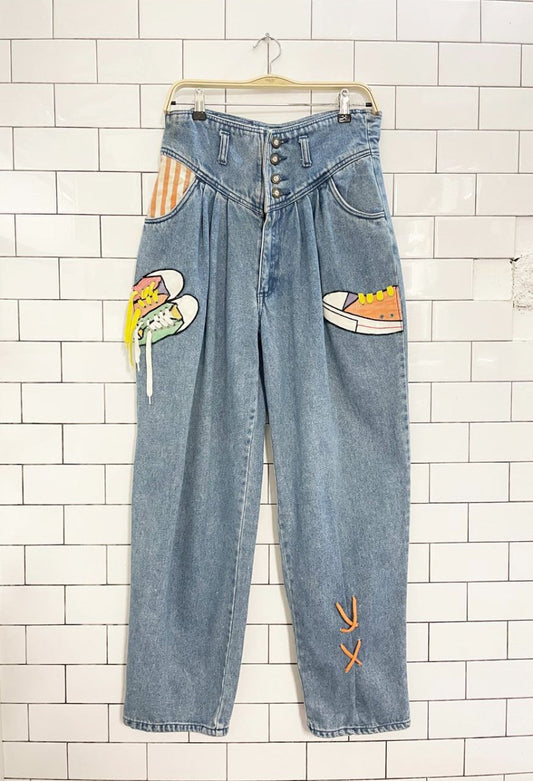 vintage 90s don't stop pleated basque waist baggy jeans | step around the world - good market thrift store