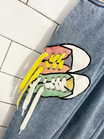 vintage 90s don't stop pleated basque waist baggy jeans | step around the world - good market thrift store