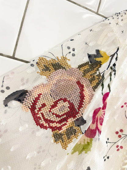 zara embroiderd boho chiffon tassel blouse - good market thrift store