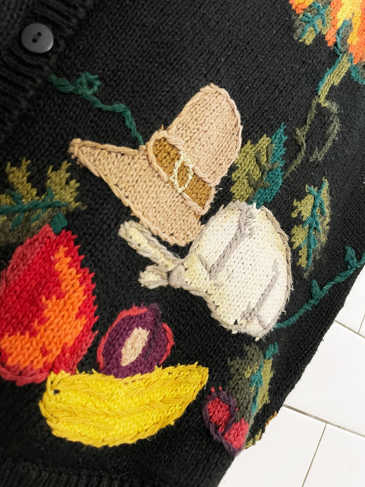 vintage lauren hansen hand-knit thanksgiving vest | ramie-blend