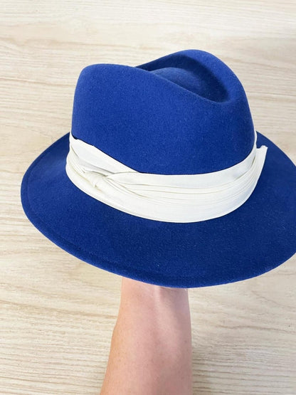 vintage 60s doeskin felted 100% wool ribbon trim hat - good market thrift store