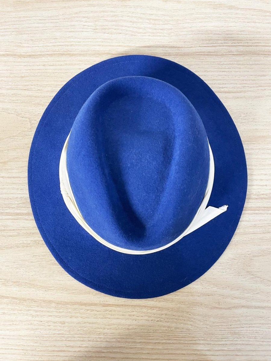 vintage 60s doeskin felted 100% wool ribbon trim hat - good market thrift store