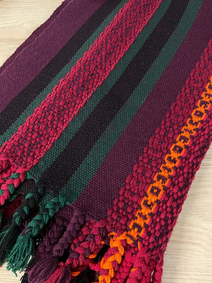 vintage wool woven stripe braided fringe runner - good market thrift store