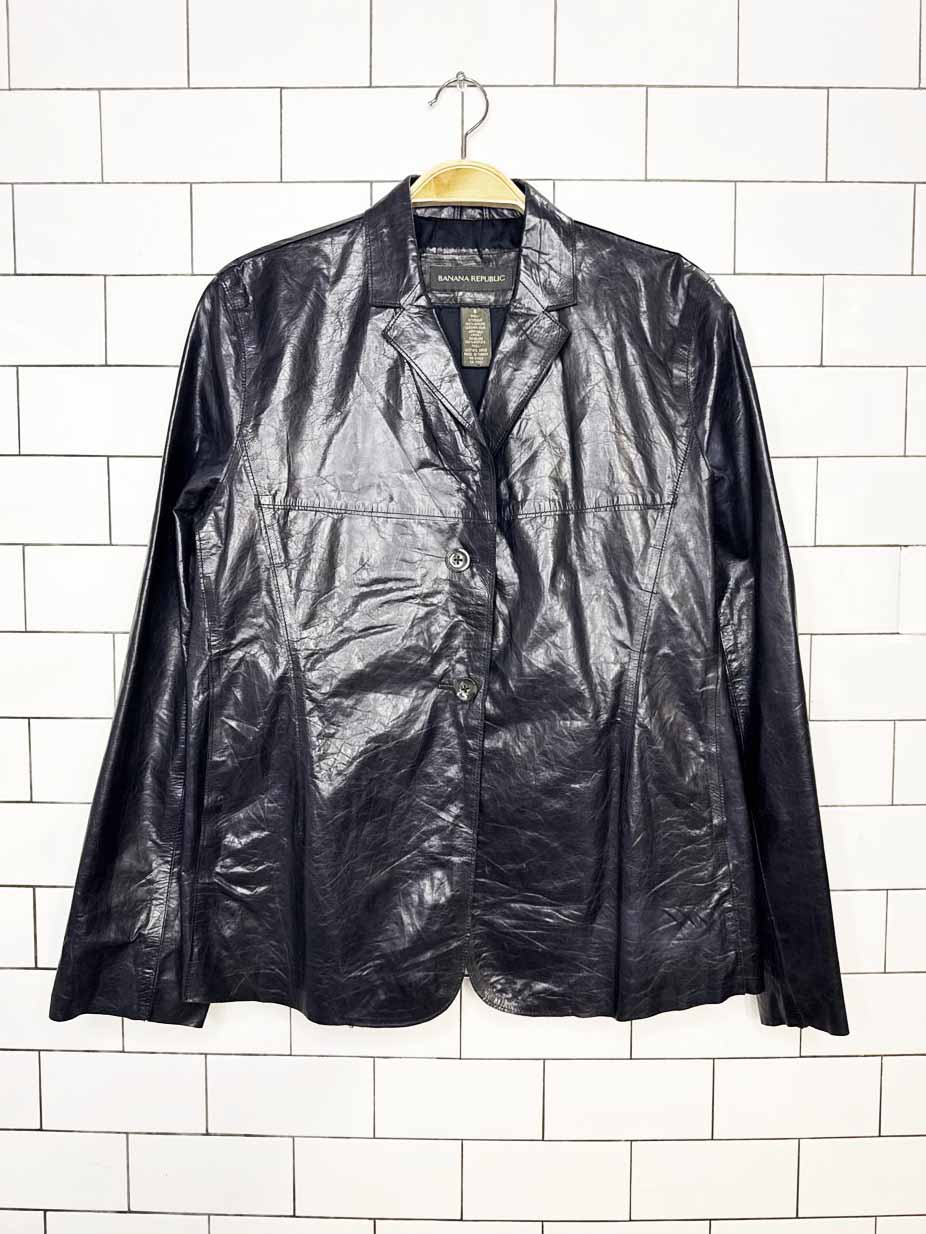 vintage 00s banana republic soft leather light jacket | lambskin