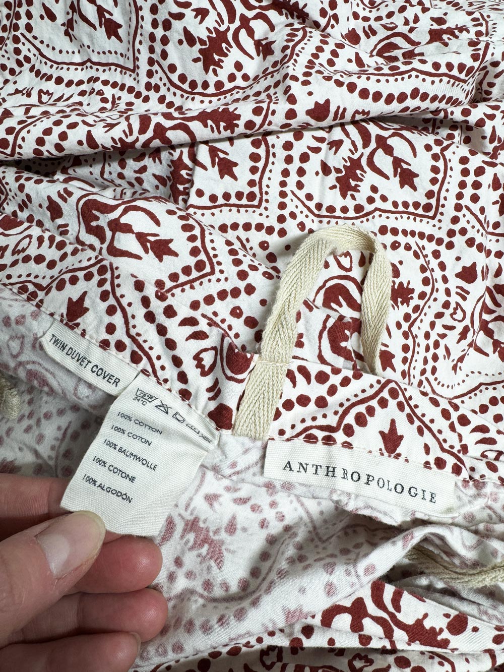 anthropologie meguro cotton slub boho quilted duvet cover | twin