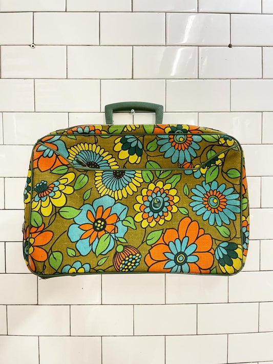 vintage 70s japanese floral suitcase - good market thrift store