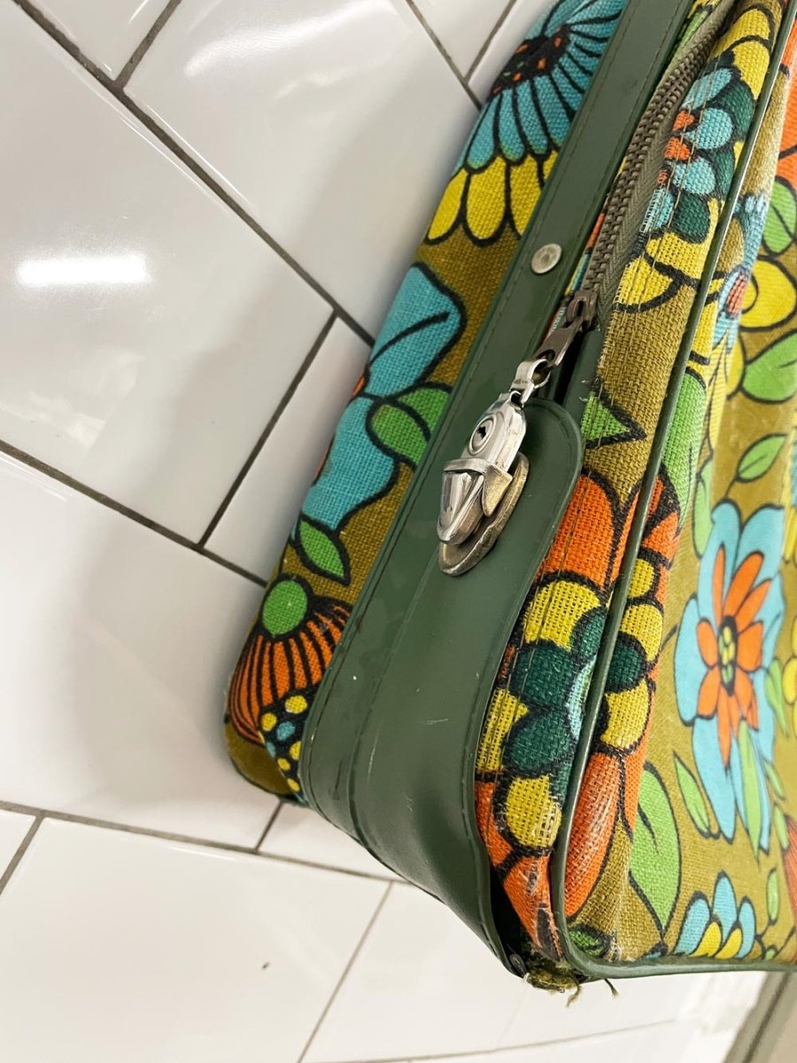 vintage 70s japanese floral suitcase - good market thrift store