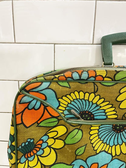 vintage 70s japanese floral suitcase - good market thrift store