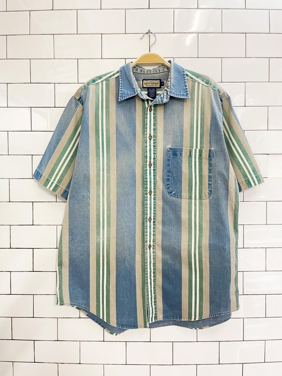 vintage 90s ruff hewn denim stripe shirt - good market thrift store
