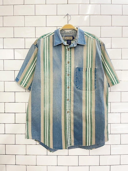 vintage 90s ruff hewn denim stripe shirt - good market thrift store