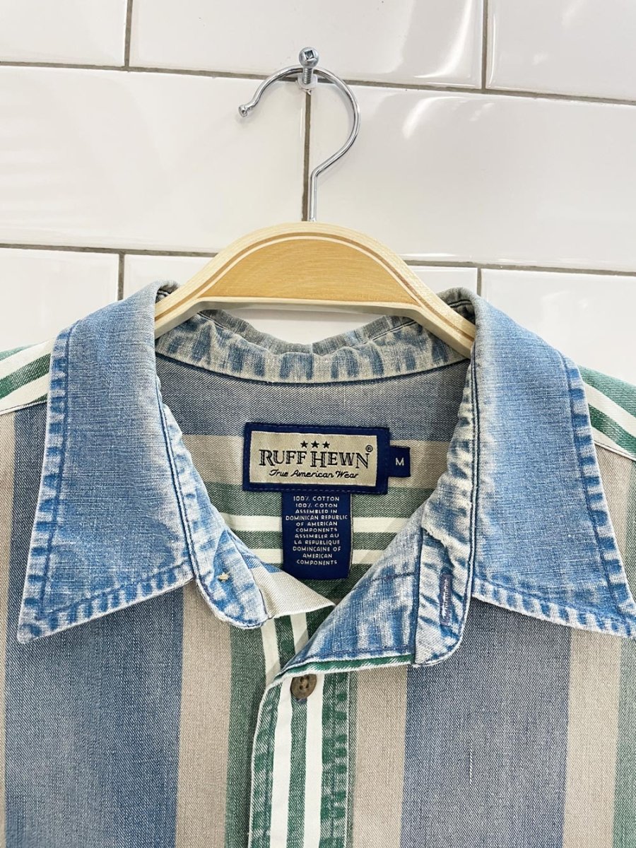 vintage 90s ruff hewn denim stripe shirt - good market thrift store