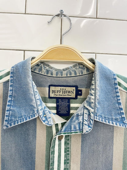 vintage 90s ruff hewn denim stripe shirt - good market thrift store