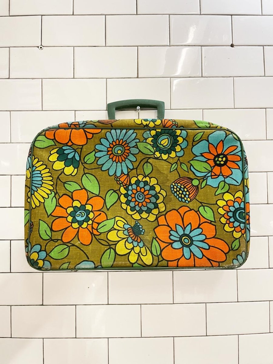 vintage 70s japanese floral suitcase - good market thrift store