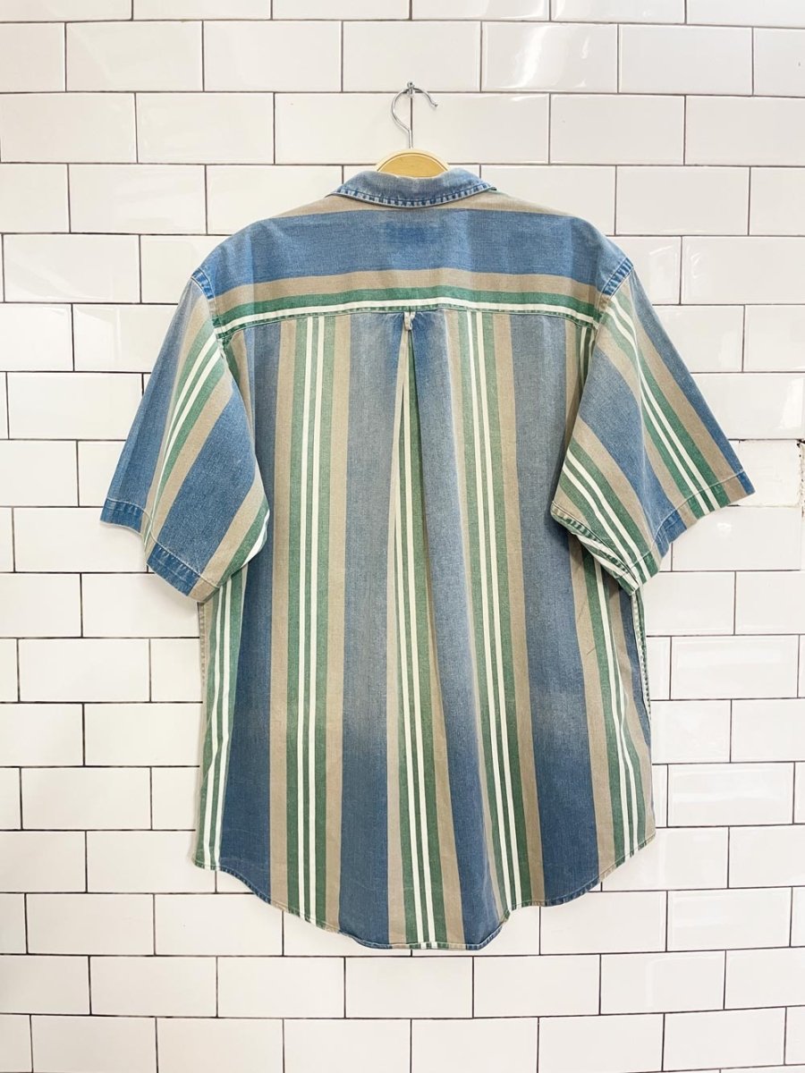 vintage 90s ruff hewn denim stripe shirt - good market thrift store