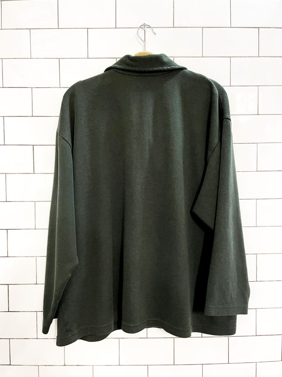 vintage 00s cherokee flower embroidered collar boxy 1/4 zip ribbed sweatshirt - good market thrift store