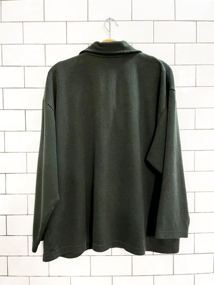 vintage 00s cherokee flower embroidered collar boxy 1/4 zip ribbed sweatshirt - good market thrift store