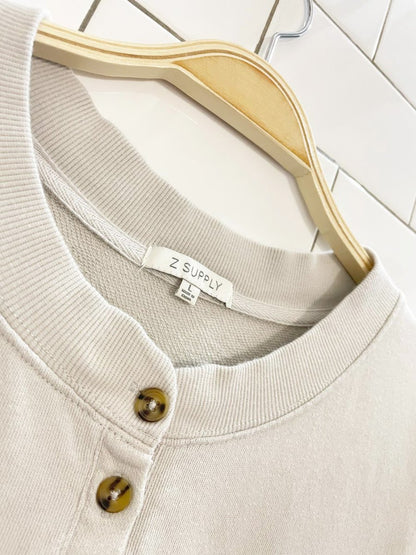 z supply balloon sleeve 1/4 button boxy sweatshirt - good market thrift store