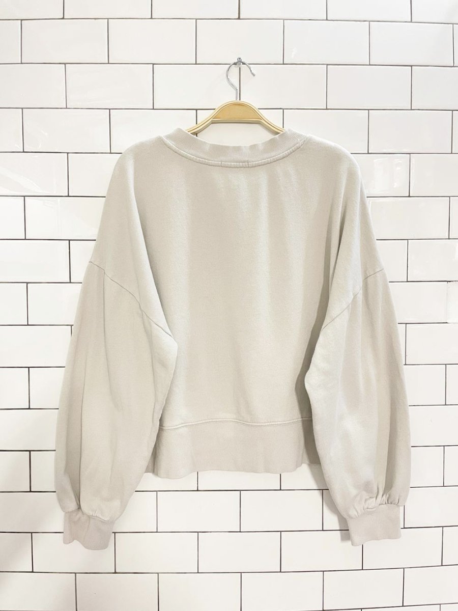 z supply balloon sleeve 1/4 button boxy sweatshirt - good market thrift store