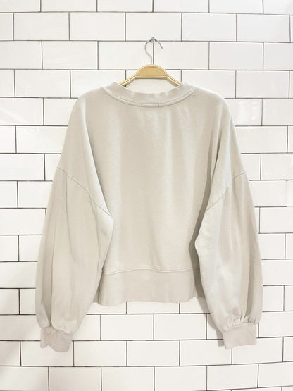 z supply balloon sleeve 1/4 button boxy sweatshirt - good market thrift store