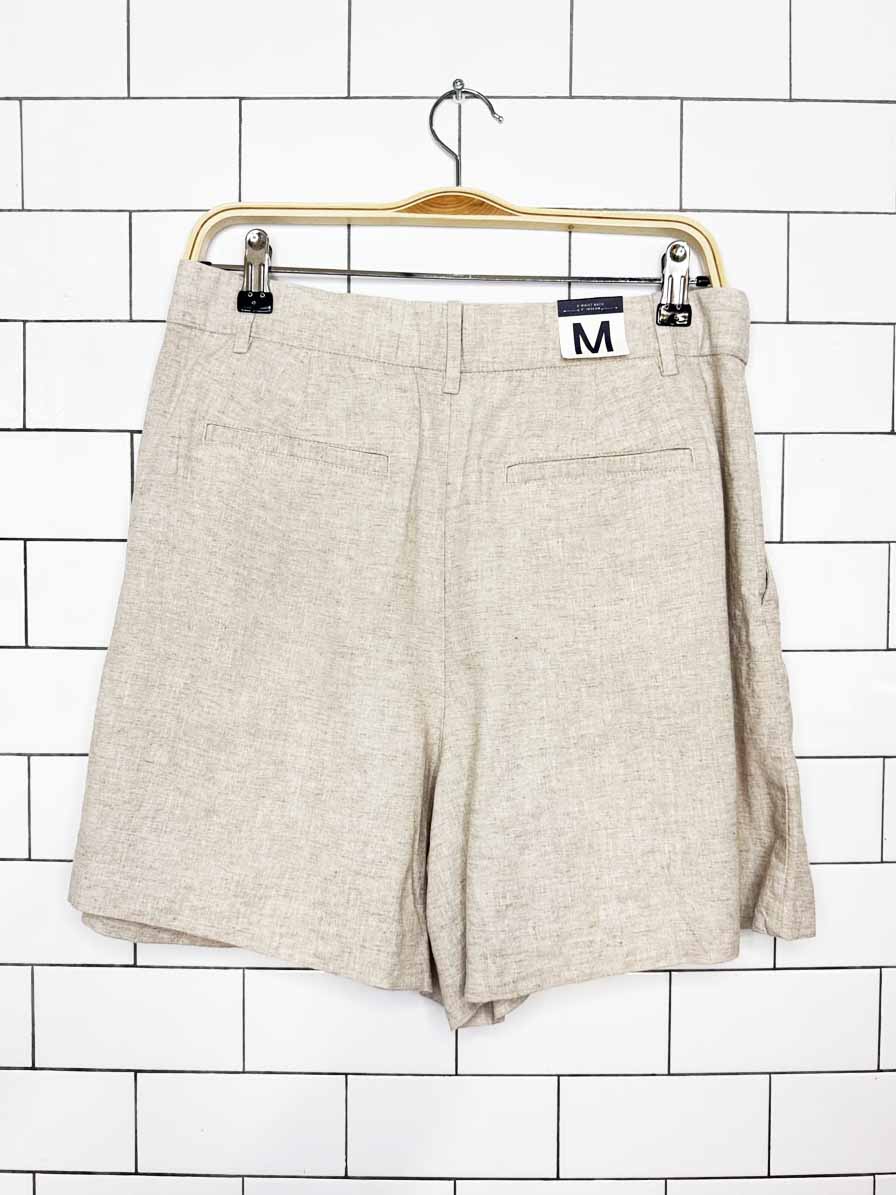 nwt gap linen-blend 365 high rise pleated short