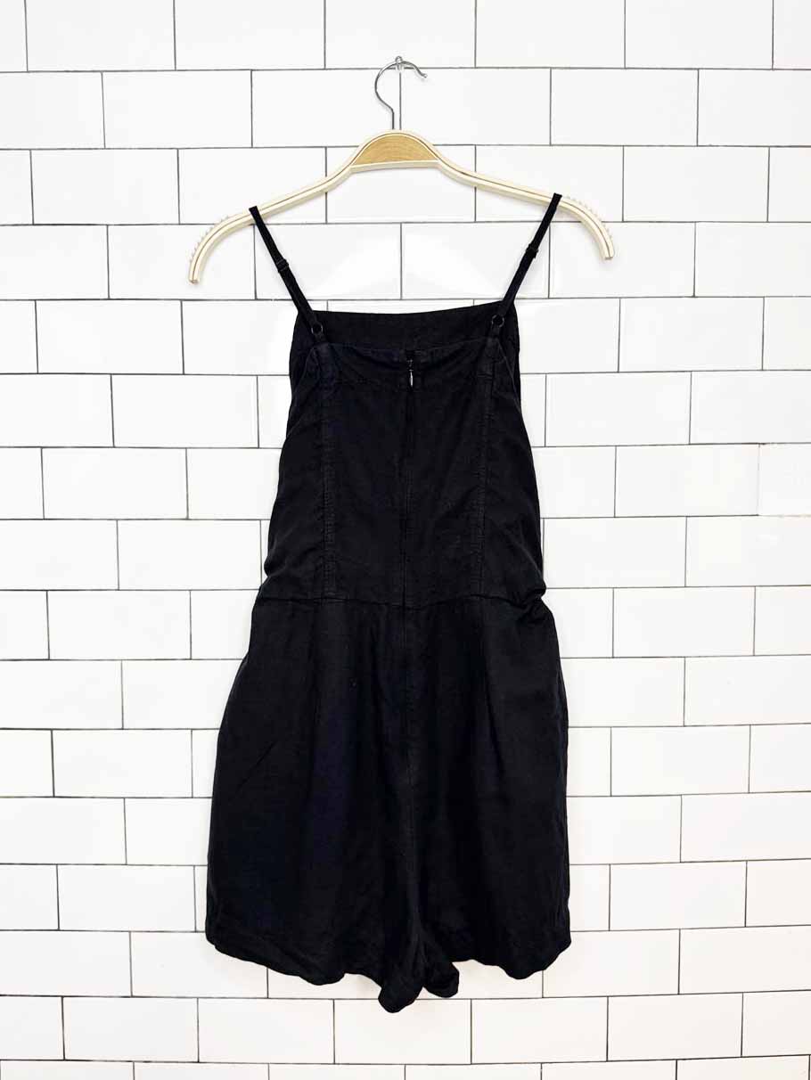 madewell linen-blend tie waist romper | made in India