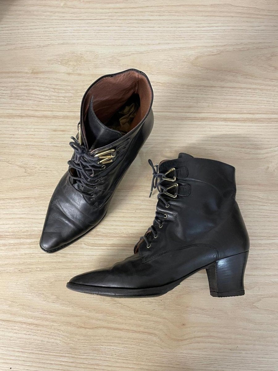 vintage 90s nordstrom leather lace up victorian goth witch boots - good market thrift store