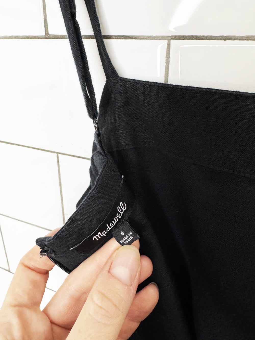 madewell linen-blend tie waist romper | made in India