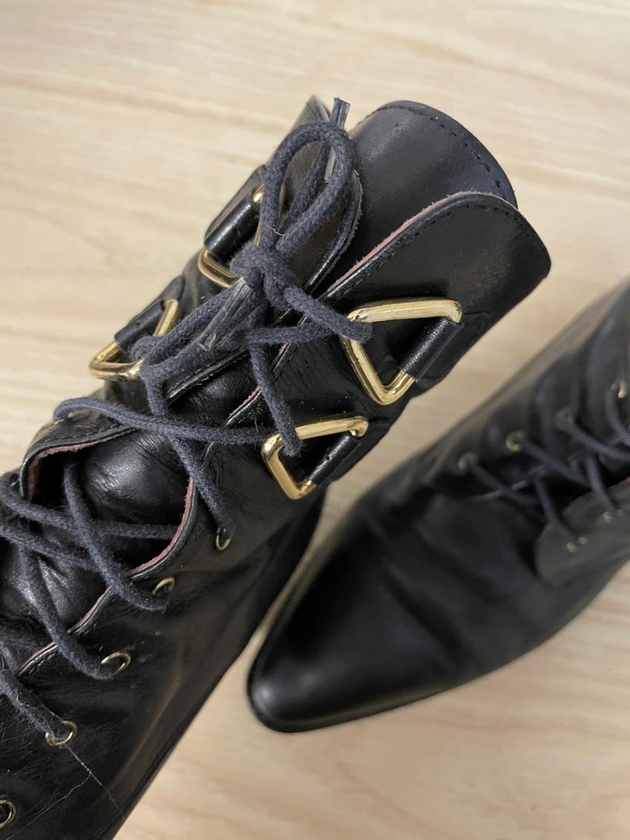 vintage 90s nordstrom leather lace up victorian goth witch boots - good market thrift store
