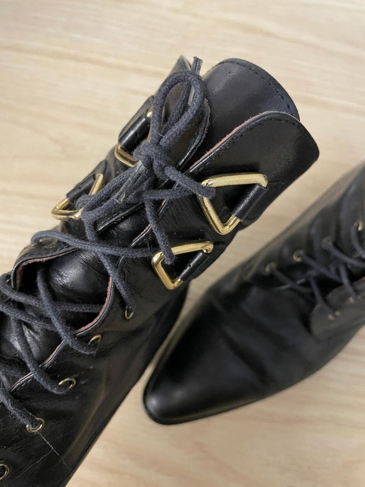 vintage 90s nordstrom leather lace up victorian goth witch boots - good market thrift store