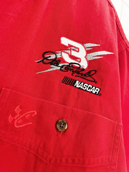 vintage 90s chase authentics nascar dale earnhardt sr. boxy full button shirt | pit crew