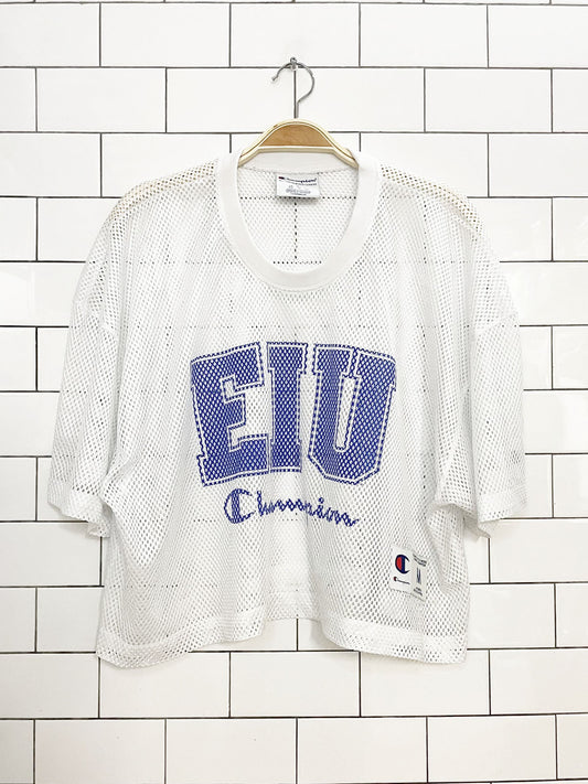 vintage 90s champion EIU mesh boxy crop jersey tee | eastern illinois