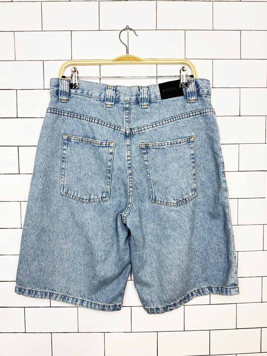 motel rocks skater long denim shorts
