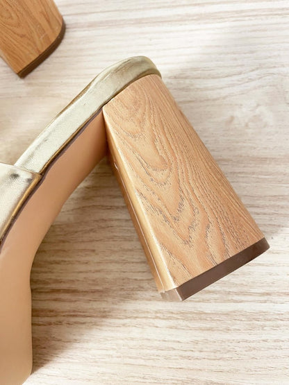 just fab 2024 bristol metallic block heeled sandals - good market thrift store