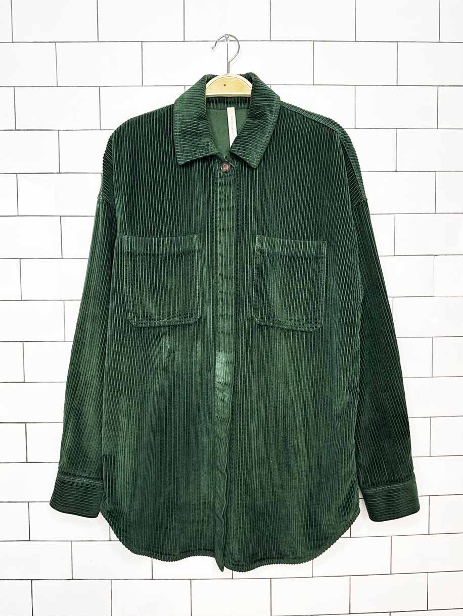 the group babaton graydon chunky cord full button shirt jacket | aritzia