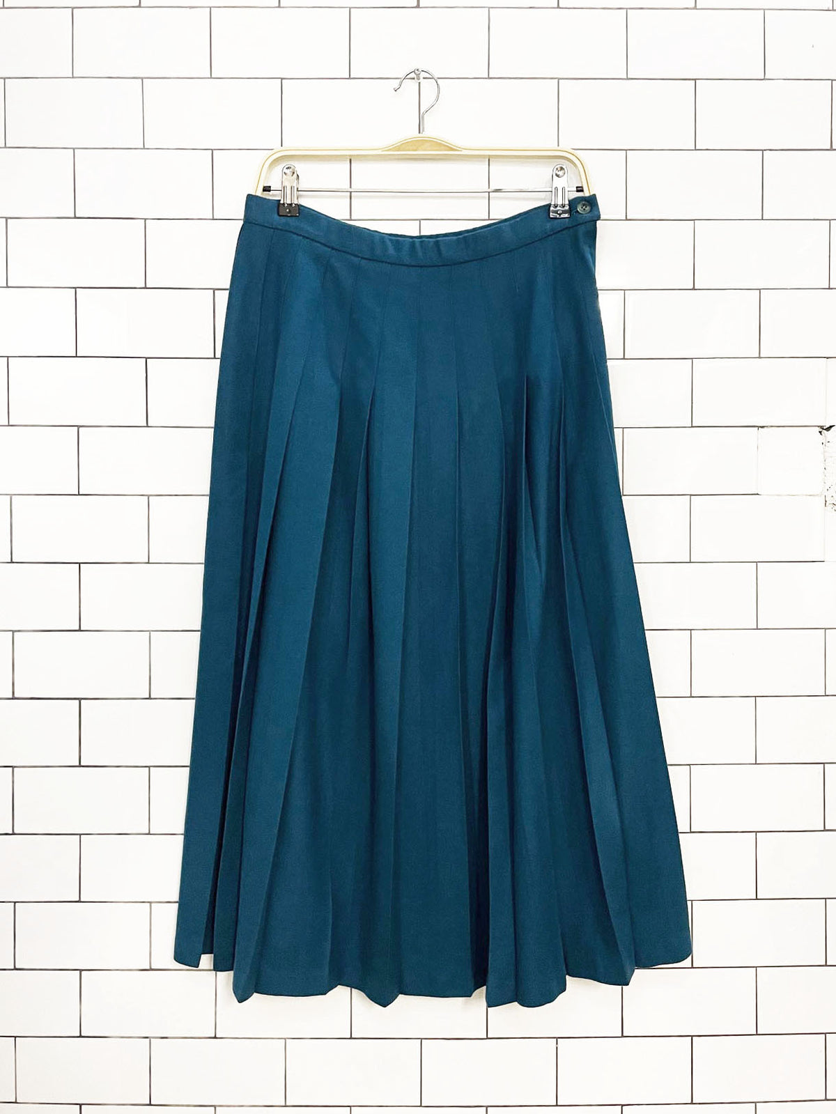 vintage 80s pendleton 100% wool pleated midi skirt  | made in usa